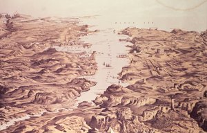 Veduta panoramica dei lati nord e sud del porto e del porto di Sebastopoli, progettata e litografata da Thomas Packer, pub. da Stannard e Dixon, 1855 da Frank C. Hughes