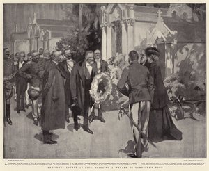 Il presidente Loubet a Nizza, porta una corona alla tomba di Gambetta
