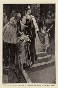 Le loro Maestà lasciano la Camera dei Lord dopo la lettura del discorso del Re da Frank Craig