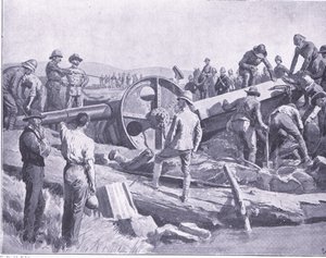 Portare un fucile in un luogo pericoloso, illustrazione da Dopo Pretoria: La Guerra di Guerriglia, 1902 da Frank Dadd