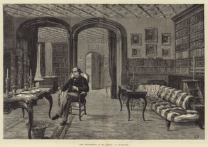 Lord Beaconsfield nella sua biblioteca a Hughenden da Frank Dadd
