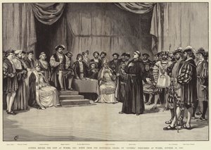 Lutero davanti alla Dieta di Worms, 1521, Scena dal Dramma Storico di Lutero, rappresentato a Worms, 30 Ottobre 1883