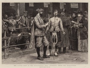 La mostra del bestiame alla Agricultural Hall, Islington, tra gli Highlanders da Frank Dadd