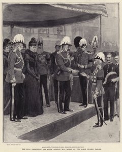 Il re presenta la medaglia della guerra sudafricana alla parata delle Horse Guards