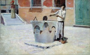 Scena italiana vicino alla fontana, n.d. da Frank Edwin Scott