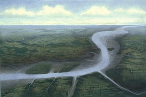 Londra Centrale Preistorica, vista verso sud-ovest, c30 a.C. da Frank Gardiner