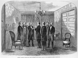 Il presidente Johnson (1808-75) che presta giuramento, da 