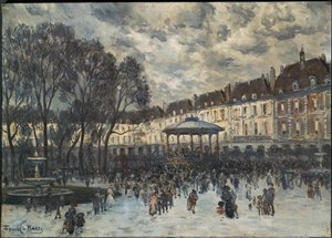 La Place des Vosges un jour de musique - Place de Vosges, Parigi, giorno di un concerto ... (dipinto su tela) da Frank Myers Boggs