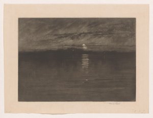 Paesaggio notturno con un lago