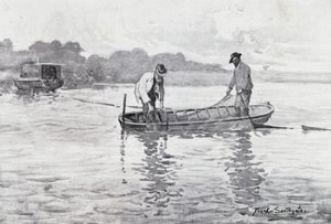 Norfolk Broads: Tirando su le anguille da Frank Southgate
