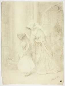Signora e ragazza in chiesa da Frank Stone