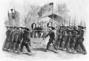 Marcia della "Guardia Garibaldina" davanti al Presidente Lincoln, 1861-1865 (c1880) da Frank Vizetelly