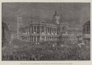 La visita della Regina a Birmingham, illuminazione del Consiglio Comunale e della Galleria d