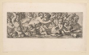Bacco con satiro, nereide e putti nell