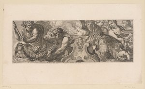 Rappresentazione mitologica con dei che venerano un altare nell