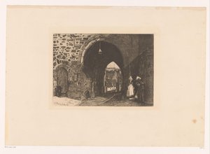 Vista sulla Porte de St. Malo a Dinan (Dix Eaux-fortes, disegnate e incise da F. Bonvin, Peintre)