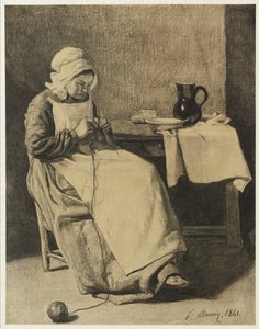 Serva che lavora a maglia, 1861 da François Bonvin