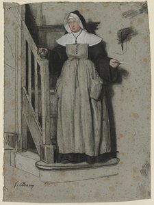La lettera di ammissione, interno di un convento, c. 1867 da François Bonvin