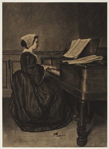 Donna al clavicembalo, 1860 da François Bonvin