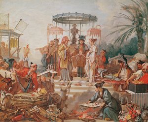 Un matrimonio cinese, studio per un cartone di arazzo, c.1742 da François Boucher