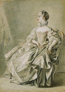 Giovane donna seduta di profilo a sinistra da François Boucher