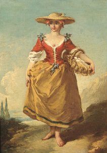 Ragazza contadina in un paesaggio con un cesto di uova da François Boucher