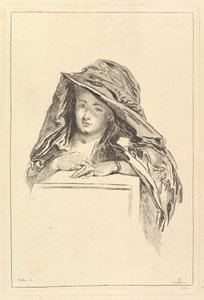 Ritratto di busto di una donna con mantello con cappuccio, XVIII secolo da François Boucher