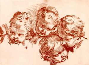 Quattro studi di teste di bambini