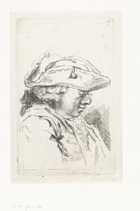 Testa di un uomo con occhiali e tricorno da François Boucher