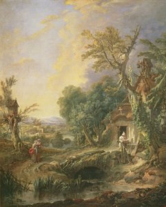 Paesaggio con un eremita da François Boucher