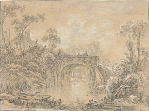 Paesaggio con ponte rustico