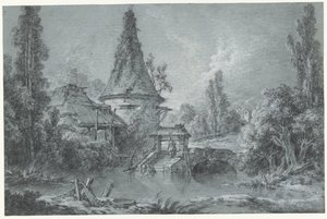Paesaggio con una torre, nei dintorni di Beauvais da François Boucher