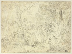 Pastora e giovane che suona la zampogna da François Boucher