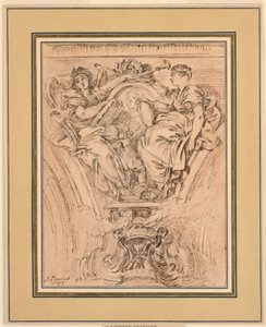 Decorazione di spandrel: Fama e Verità che applaudono Luigi XV da François Boucher
