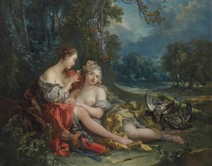 Due ninfe di Diana che si riposano dopo il ritorno dalla caccia da François Boucher