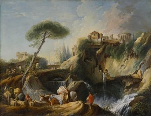 Veduta di Tivoli con il Tempio di Vesta da François Boucher