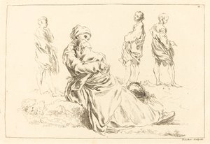 Studi di figure, inclusa Madre e Bambino seduti da François Boucher after Abraham Bloemaert