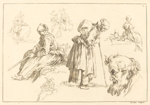 Studi di figure, inclusa donna con bollitore da François Boucher after Abraham Bloemaert