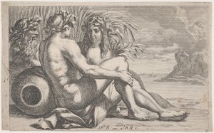 Dei del fiume sdraiati davanti a un paesaggio marino, 1651-82