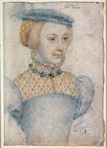Ritratto di Anne de Pisseleu, moglie di Louis de Coesmes, Signore di Lucé (1520 -?). Disegno con pietra nera e sanguigna di Francois Clouet (1515-1572) da François Clouet