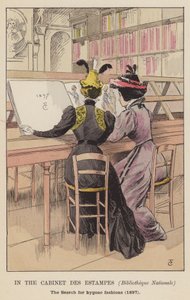 Nel Cabinet des Estampes, Bibliothèque Nationale, la ricerca delle mode passate, 1897 da François Courboin