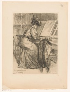 Donna che legge in una biblioteca da François Courboin