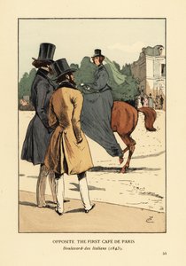 Di fronte al primo Café de Paris, Boulevard des Italiens da François Courboin