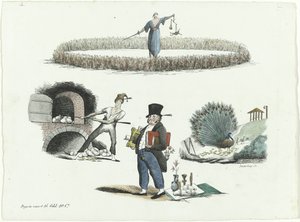 Caricatura di J.C. Backer, C. Seyn e S. van der Paauw, 1839 da François Desterbecq