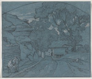 Paesaggio con due monaci