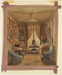 Disegno, Interno di un camerino con soffitto a tenda, 1848