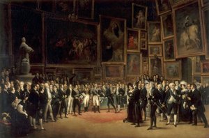 Carlo X distribuisce premi agli artisti che espongono al Salon del 1824 al Louvre