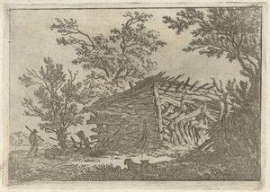 Paesaggio con un fienile diroccato da François Joseph Pfeiffer (II)