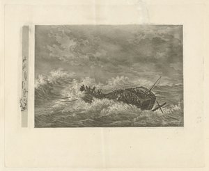 Mare tempestoso con nave che affonda da François Joseph Pfeiffer (II)