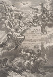 La Santissima Trinità con San Michele che sconfigge un drago a sei teste, frontespizio di...